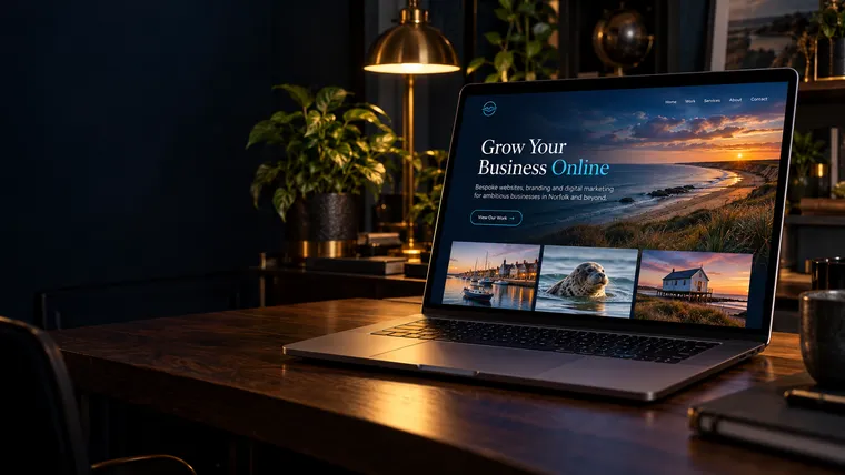 Website concept displayed in a design studio