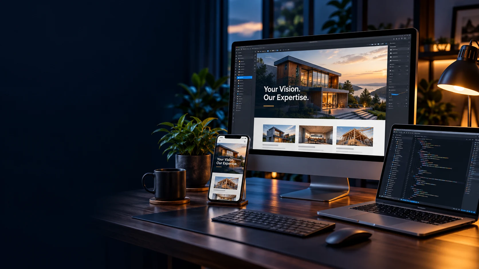 Distinctive fictional website concepts on desktop and mobile devices